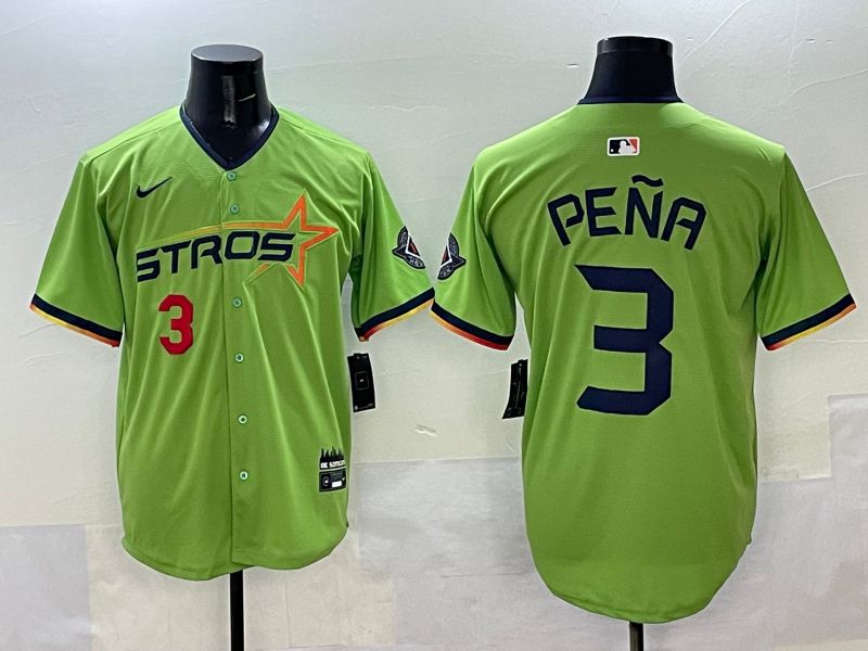 Men Houston Astros #3 Pena Green three generations Joint Name 2025 Nike MLB Jersey style 2